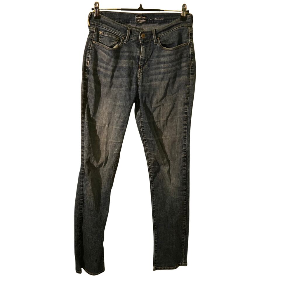 Levi Strauss Signature Womens Straight Fit Denim Jeans Blue Size 10L Casual Work